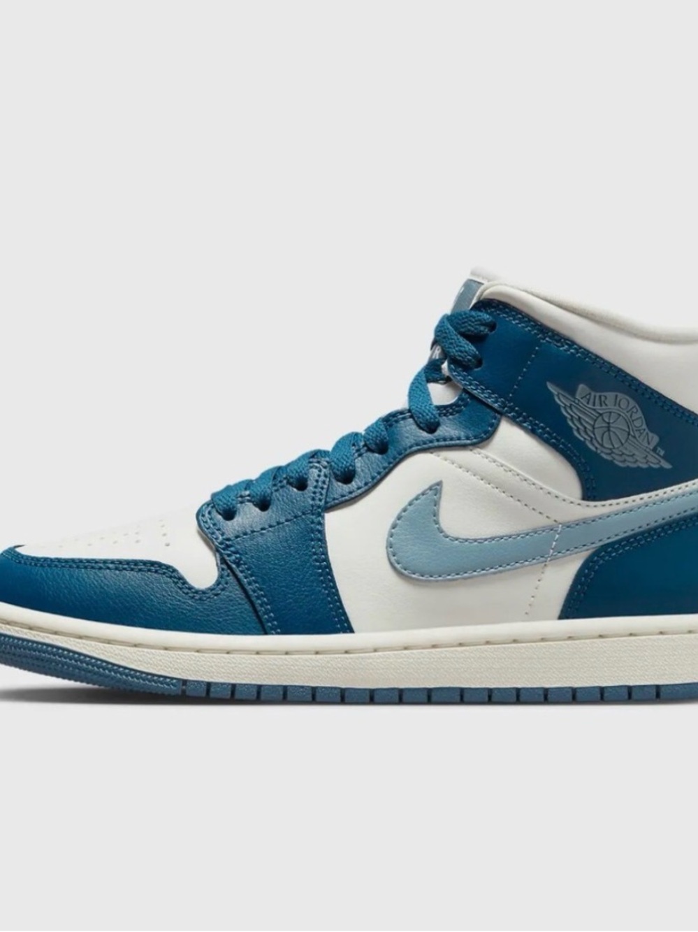 Jordan Mid-Top Sneakers in White and Teal Blue